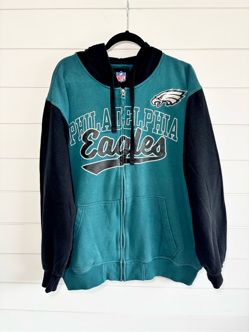 NFL Philadelphia Eagles Hooded Full-Zip Sweatshirt - Teal & Black Size 2XL